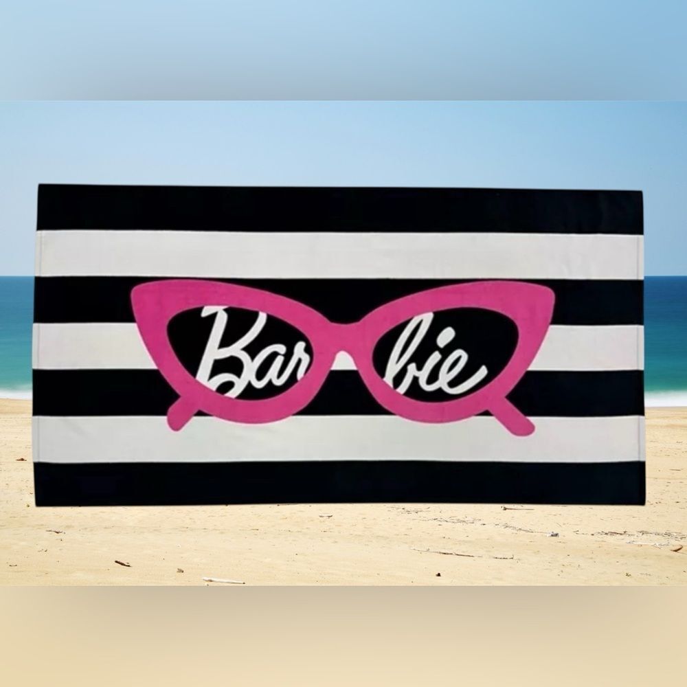 Barbie Black and White Stripe Beach Towel